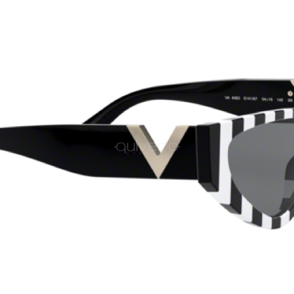 VALENTINO BLACK WHITE STRIPED ACETATE UNISEX SUNGLASSES VA 4063 - Picture 4 of 6